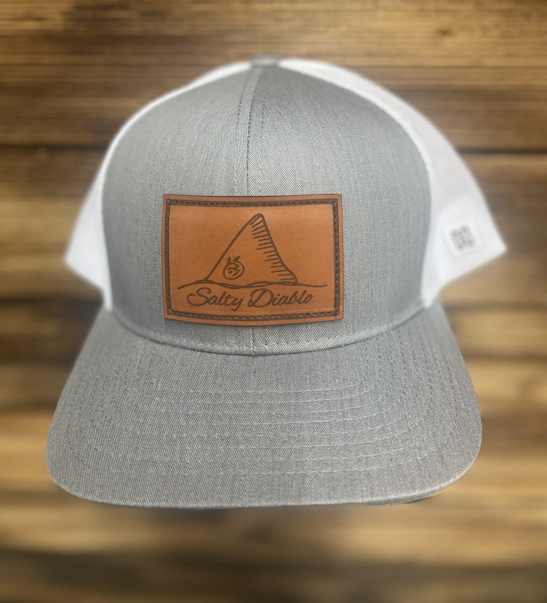 Salty Diablo Grey Leather Patch Cap - Front