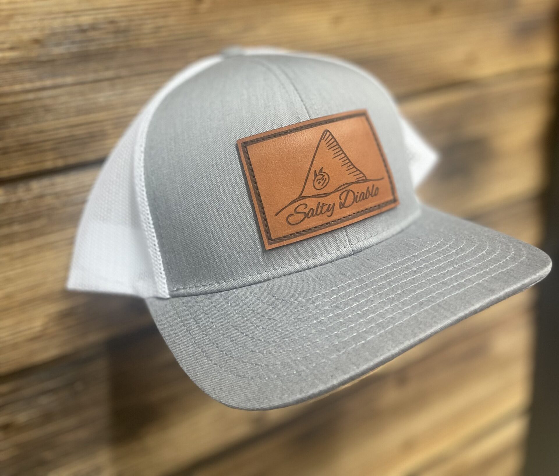Salty Diablo Grey Leather Patch Cap - Right