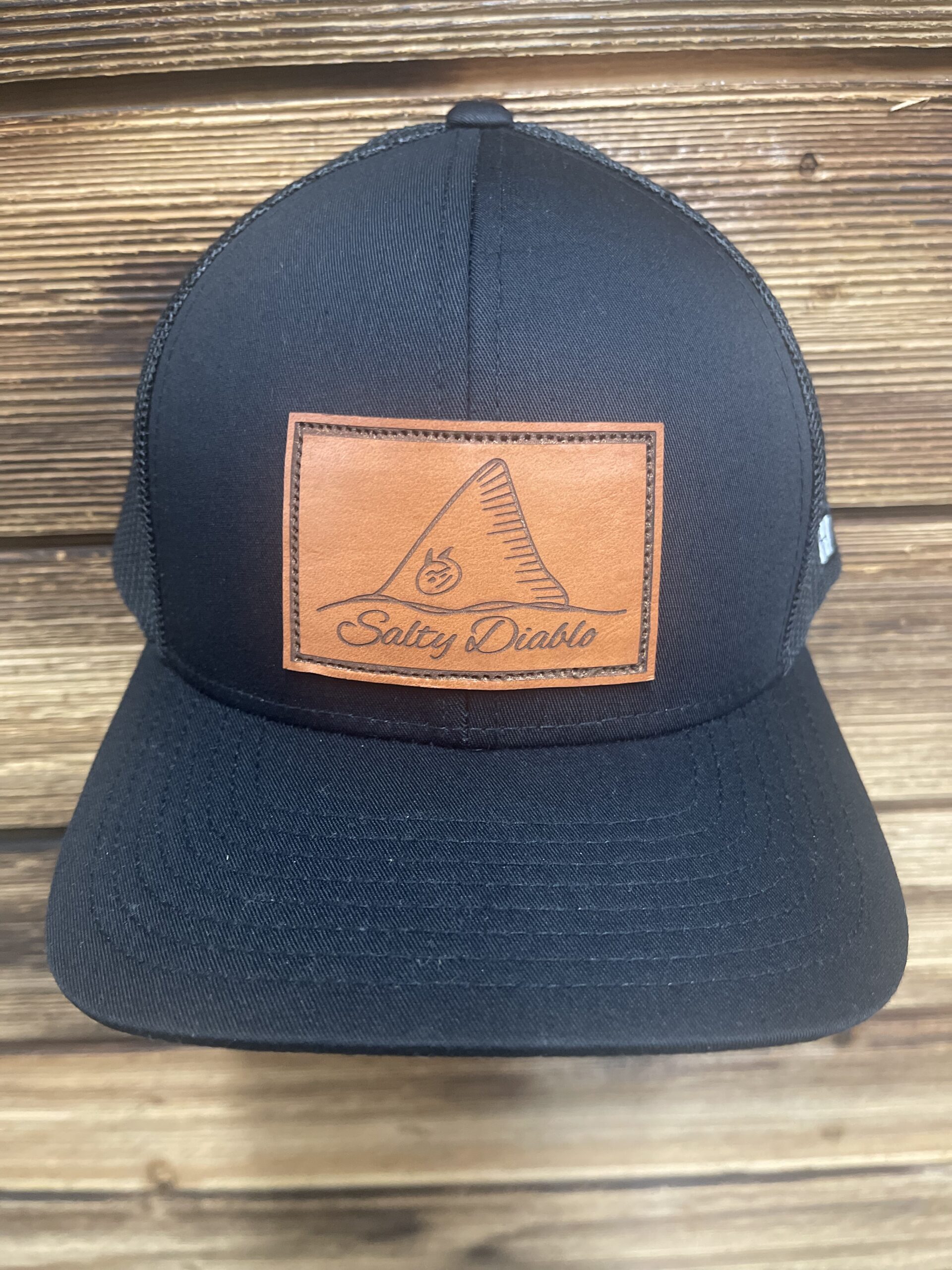 Salty Diablo Black Leather Patch Cap - Front