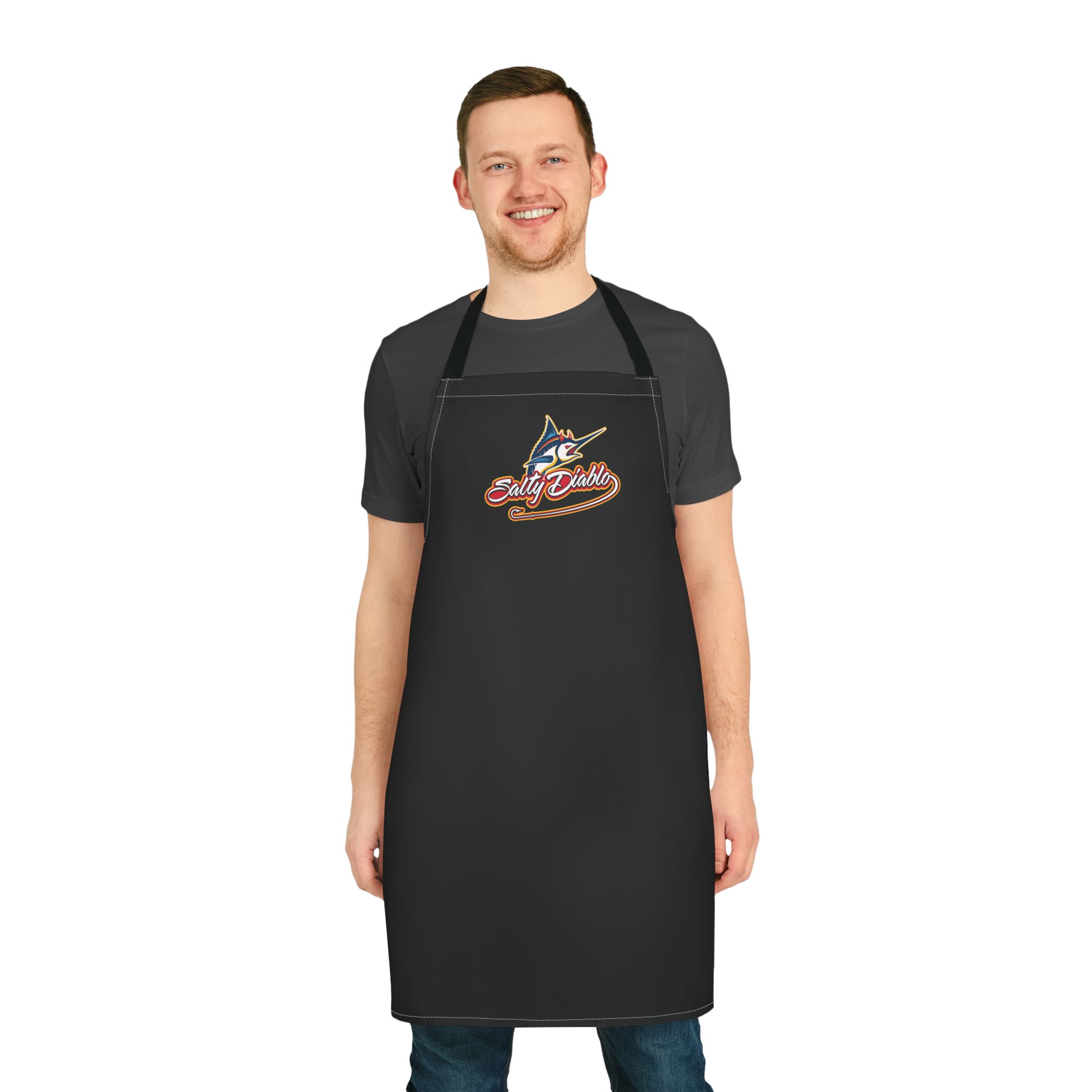 Salty Diablo Fighting Marlin Apron – Fishing, Cooking & Grilling Gift